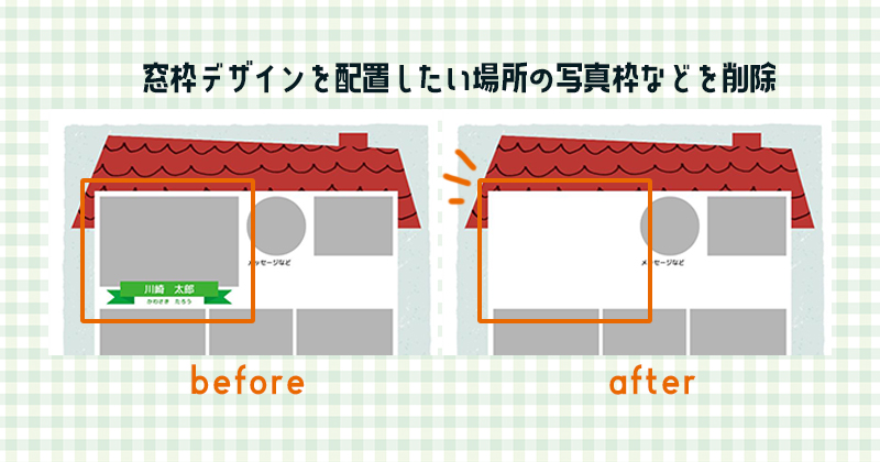 写真枠の削除と配置の説明画像