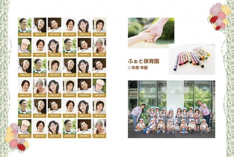 先生紹介、集合写真や園舎のイメージ写真の画像