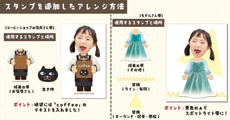 着せ替えイラスト スタンプを追加したアレンジ方法の画像