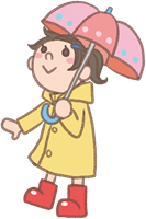 女の子のイラスト（傘と雨カッパ）