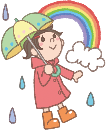 女の子のイラスト 傘と雨カッパ かわいい無料素材 イラスト工房
